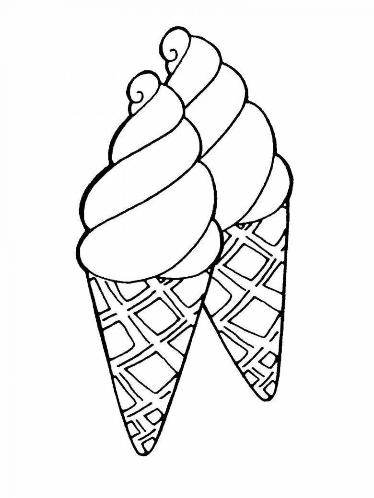 Симпатичная страница раскраски мороженого для детей