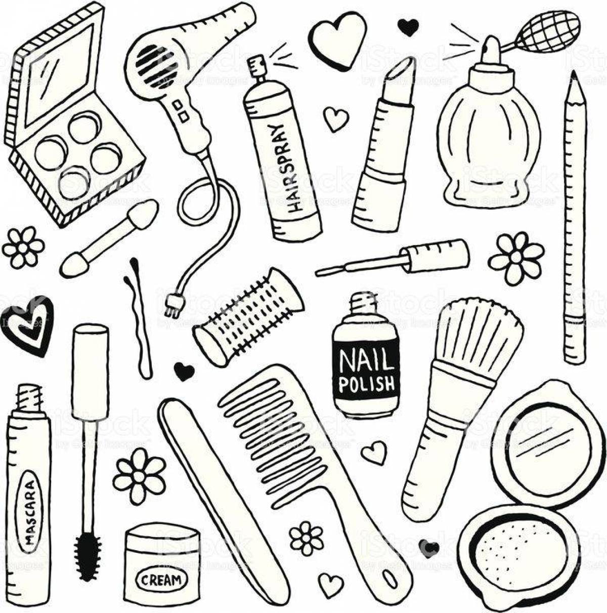 Coloring page playful cosmetics