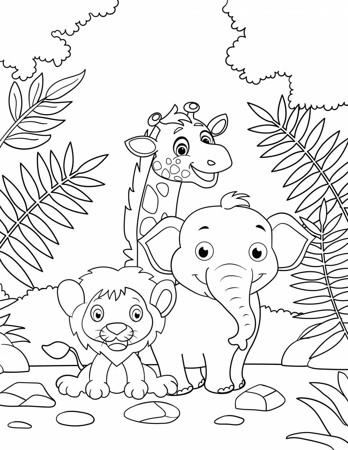 Раскраска животные джунглей для детей 3 лет
