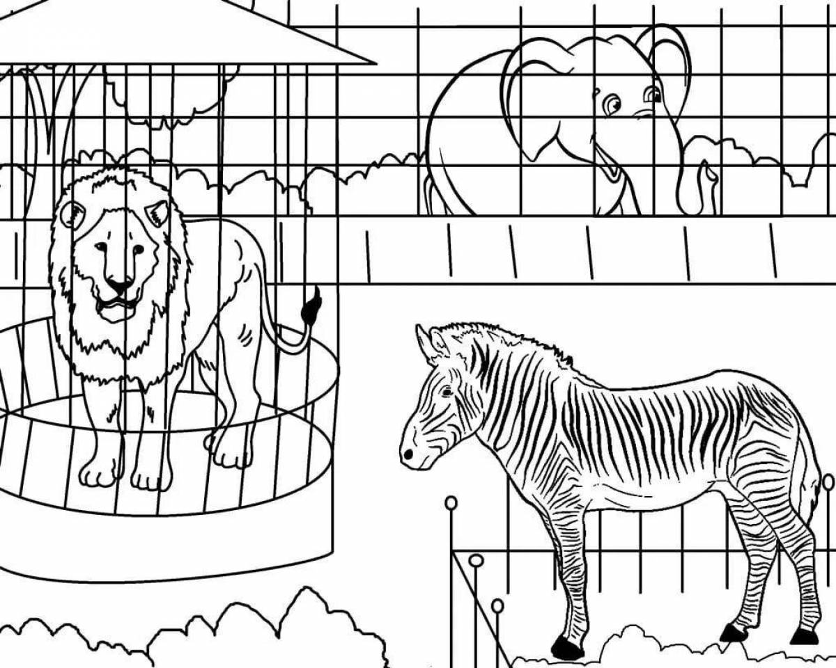 Клетка в зоопарке раскраска для детей