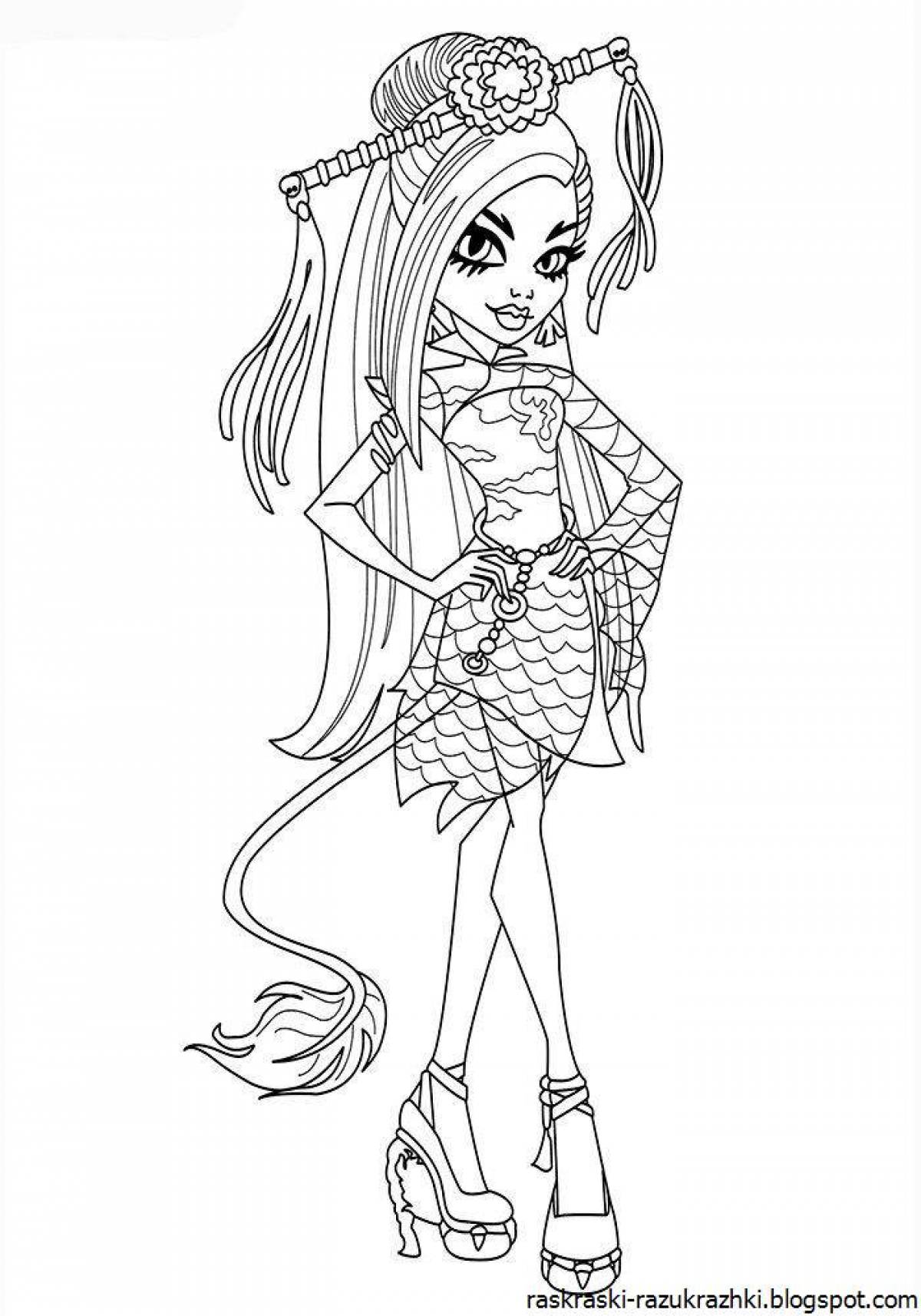 Coloring page dazzling monster school