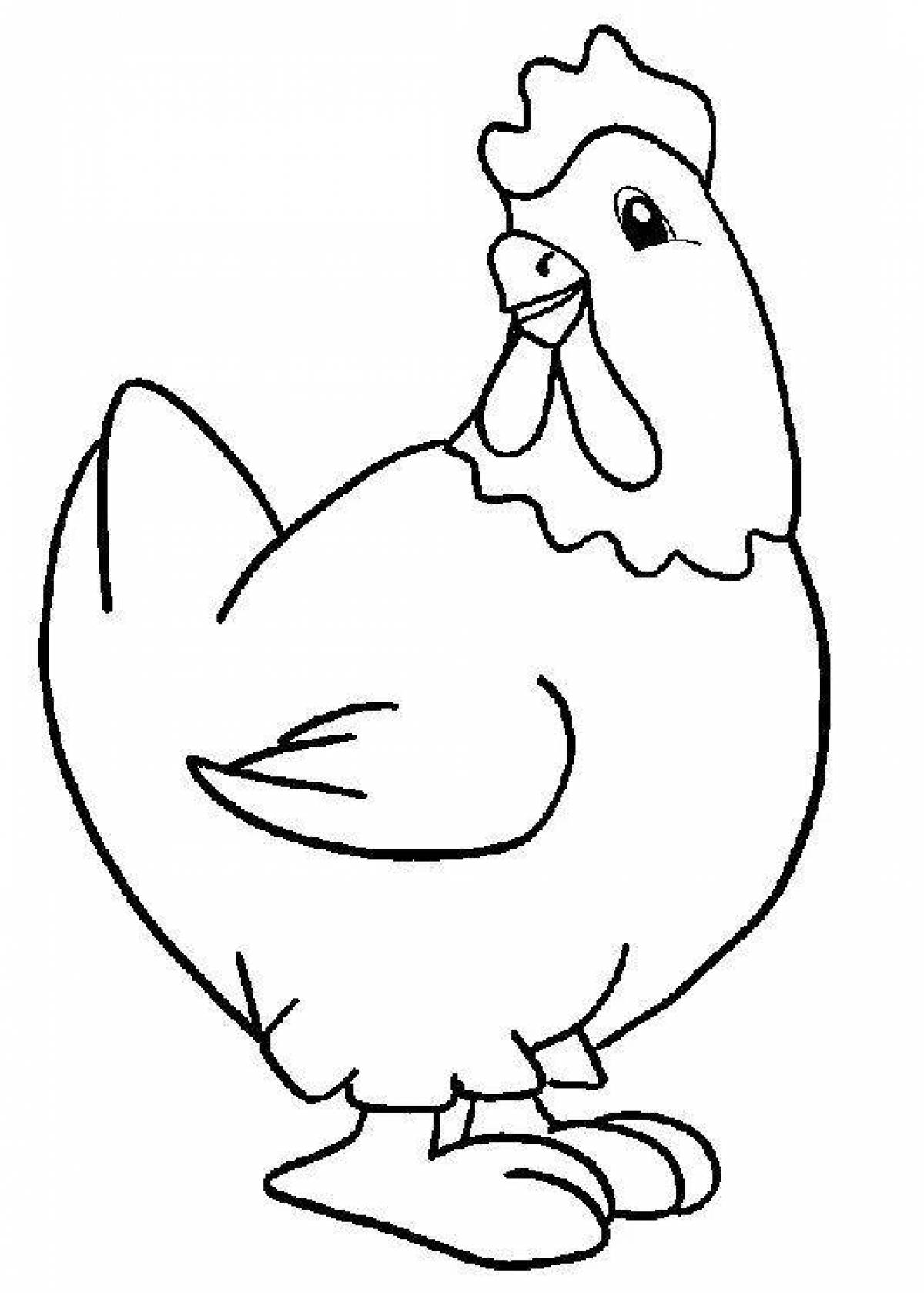 Coloring page with cute chickens