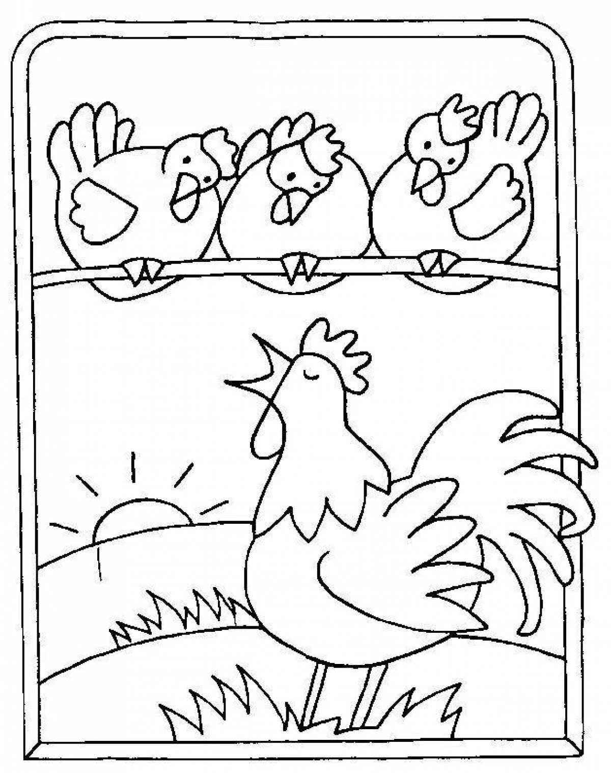 Coloring page nice chickens