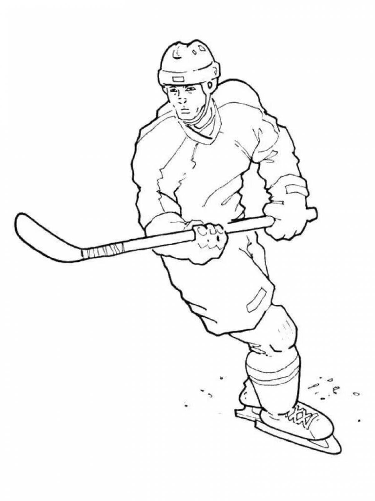 Funny hockey coloring page