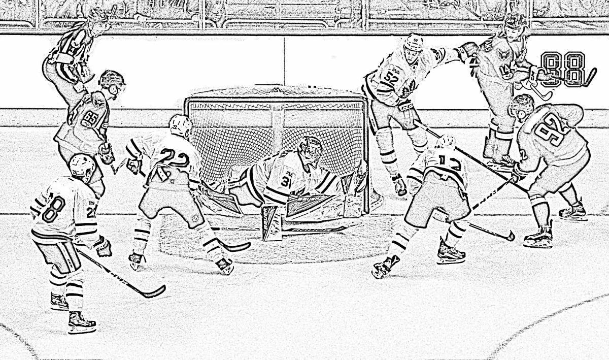 Dynamic hockey coloring page