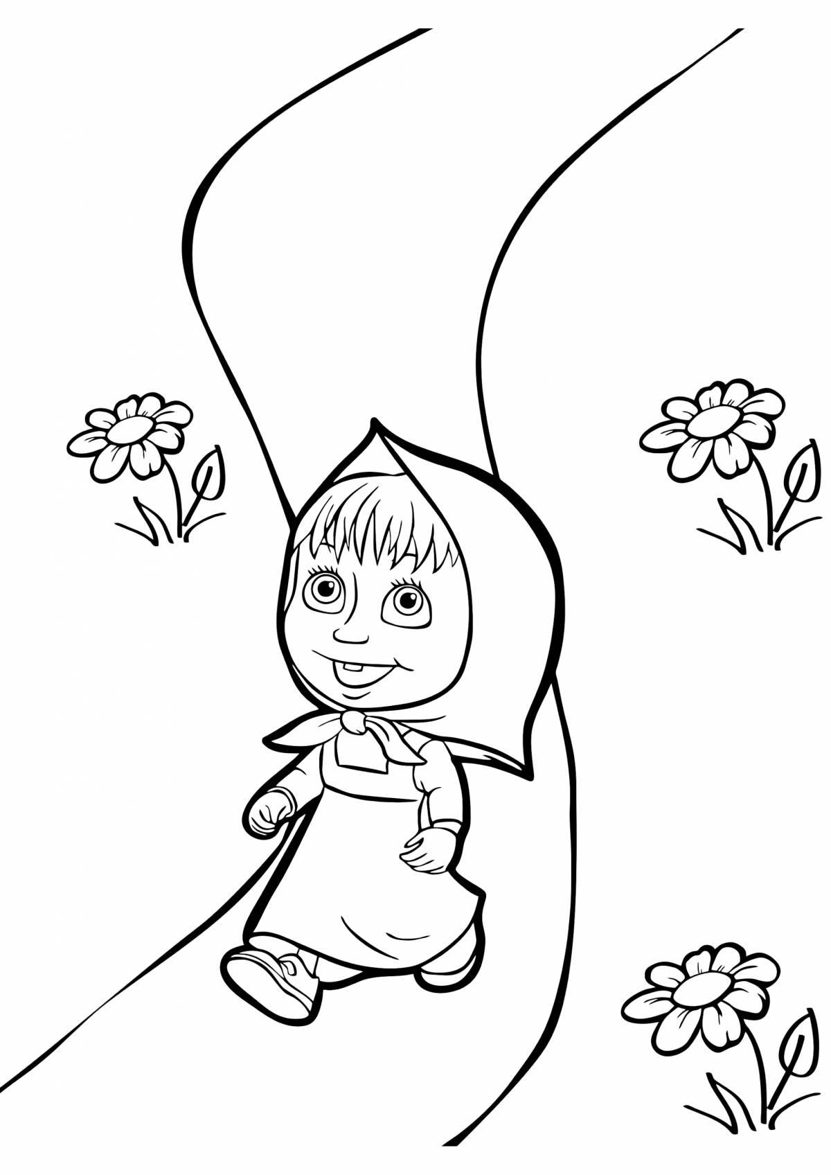 Bright Masha and the bear coloring pages for kids