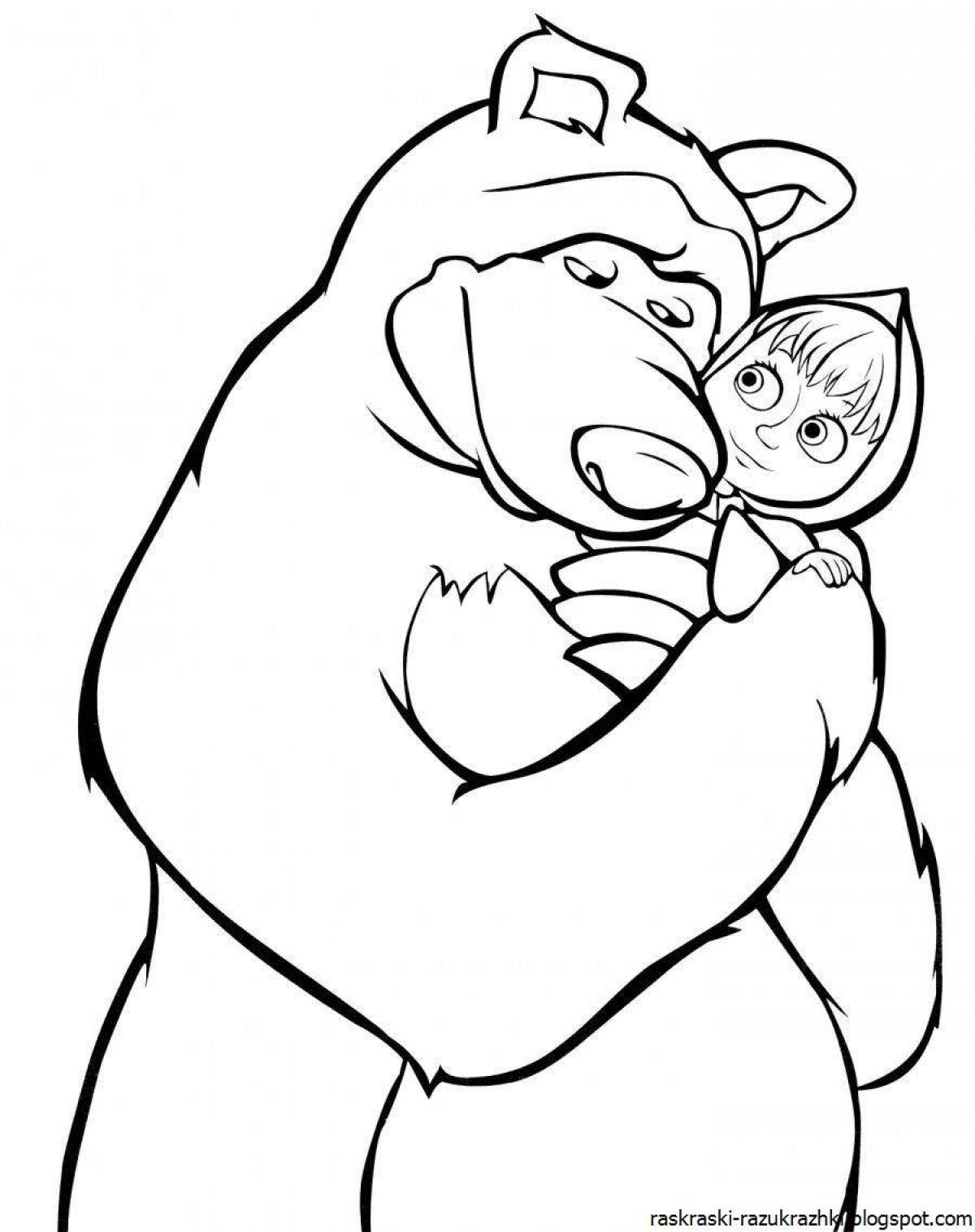 Playful masha and the bear coloring pages for kids