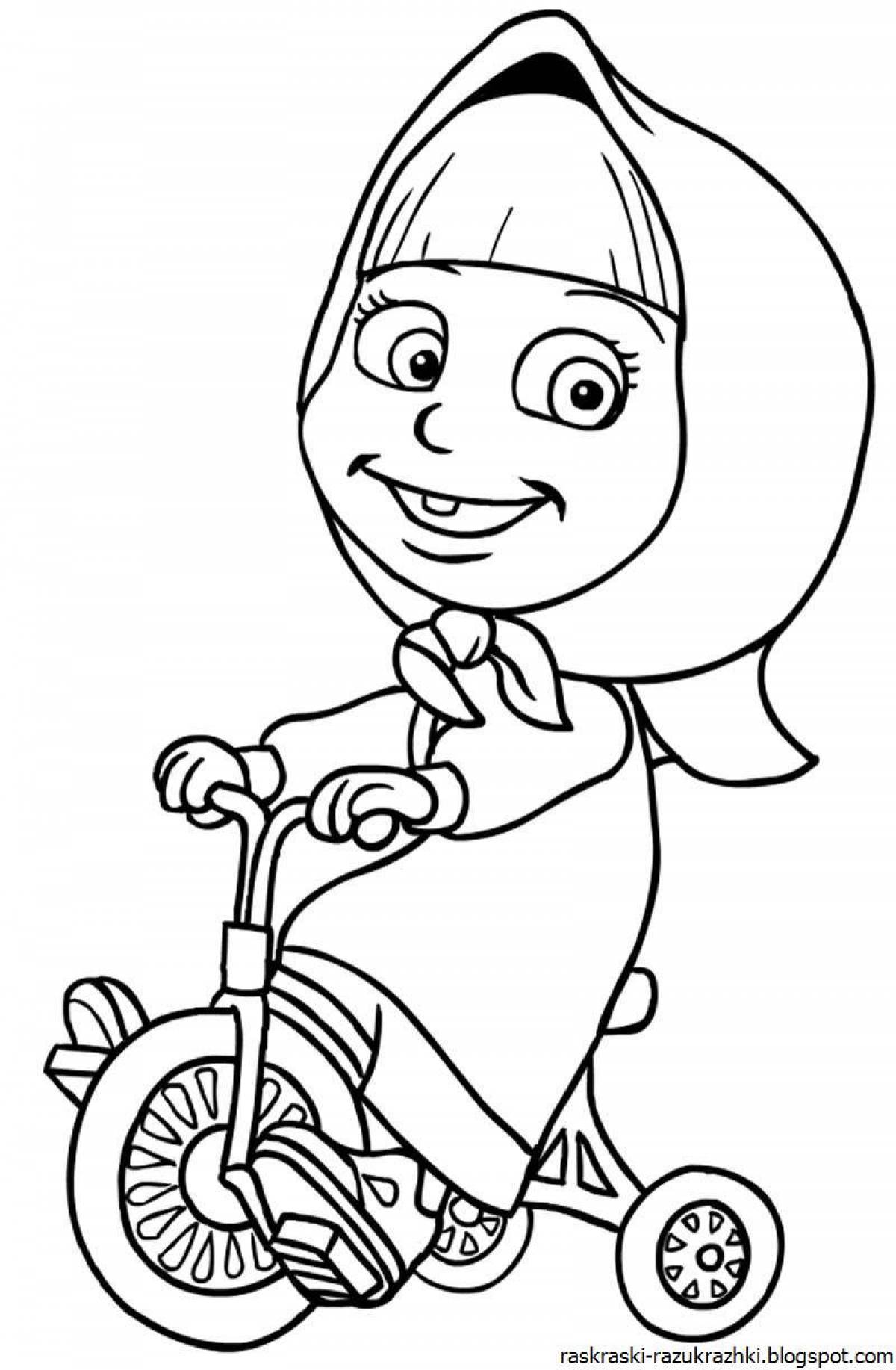 Cute masha and the bear coloring pages for kids