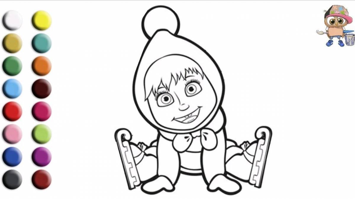 Amazing coloring pages Masha and the bear for kids