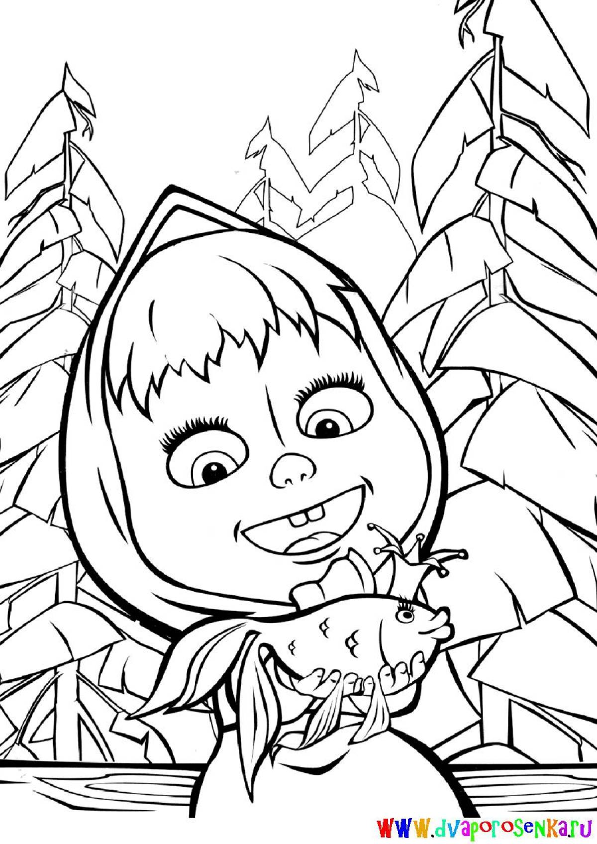 Attractive Masha and the Bear Coloring Pages for Kids