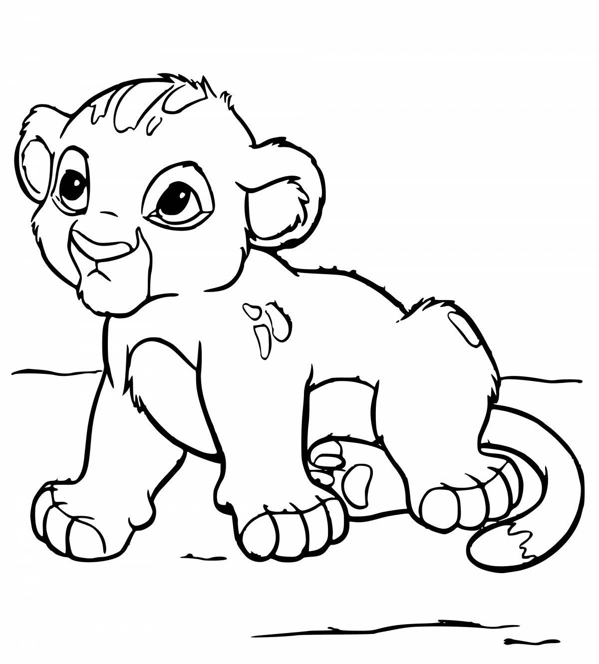 Simba playful coloring page