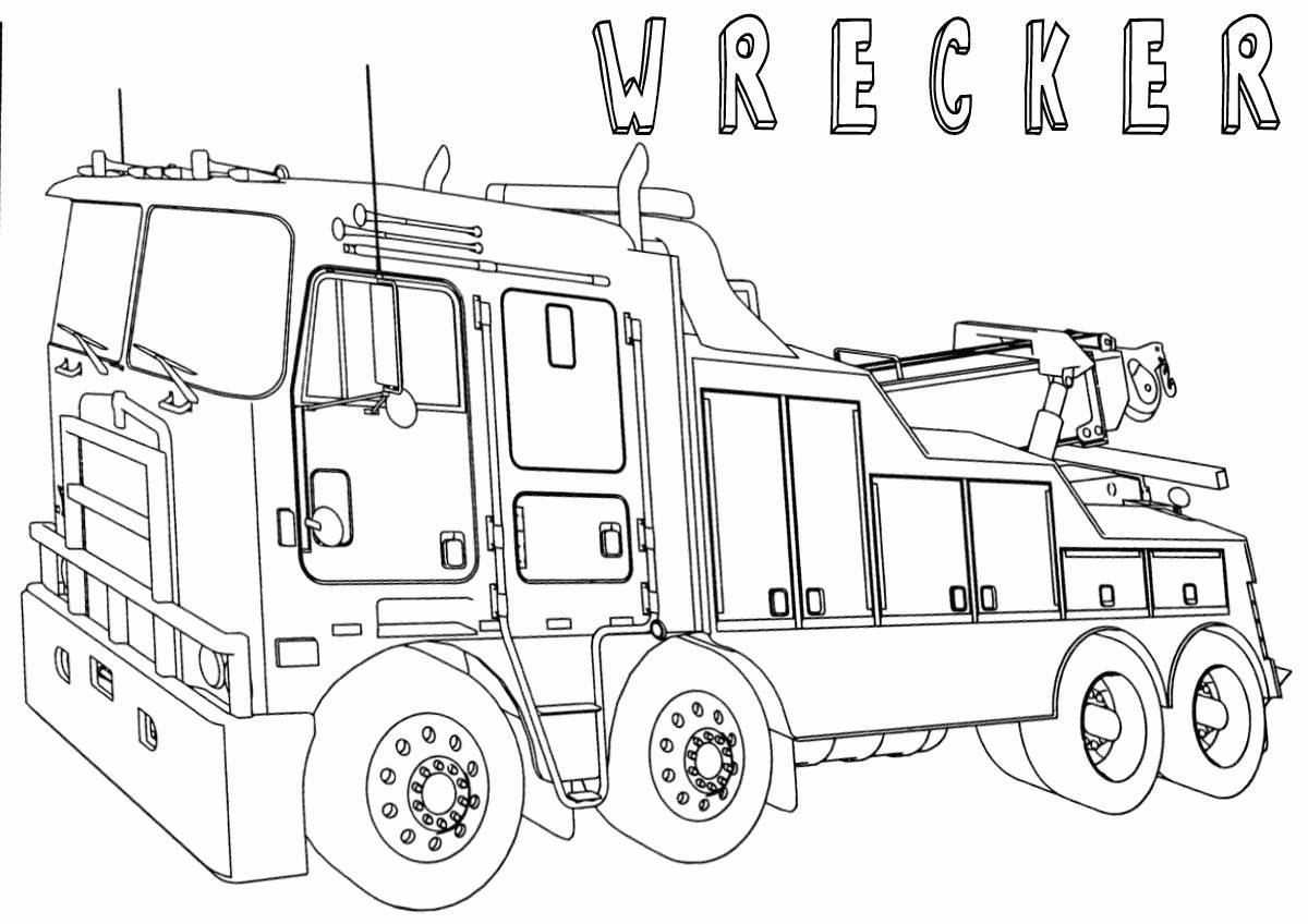 Bright tow truck coloring page