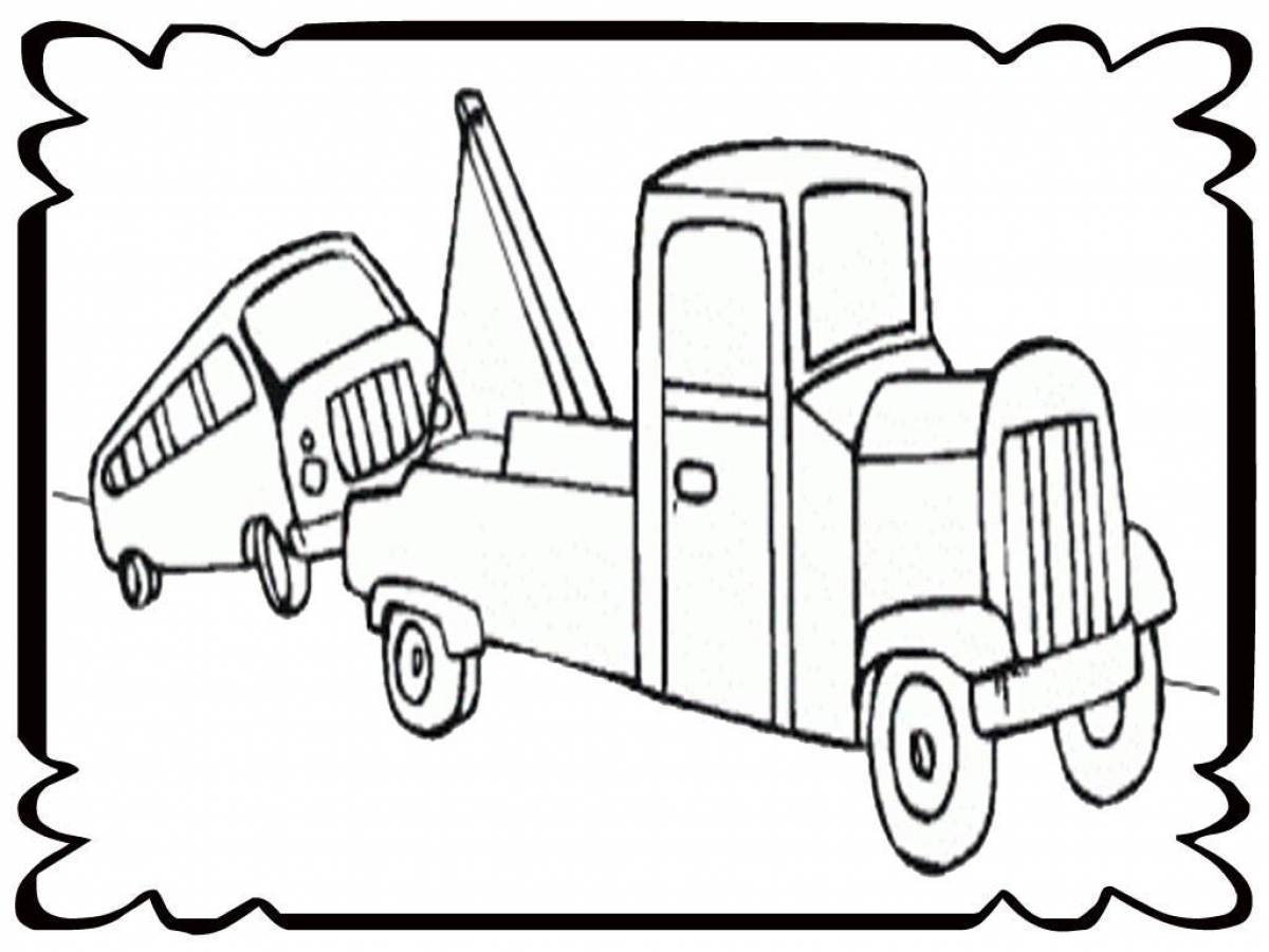 Coloring page funny tow truck