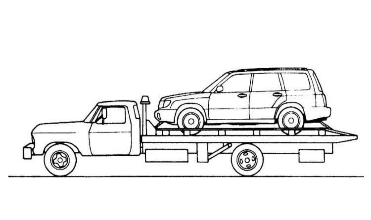 Coloring page stylish tow truck