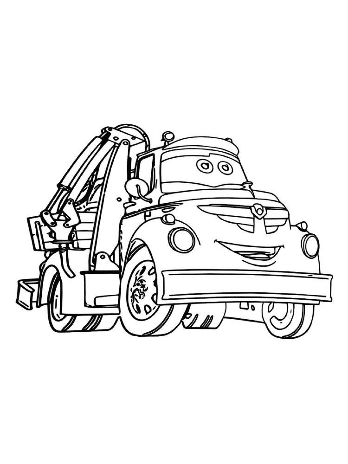 Exquisite tow truck coloring page