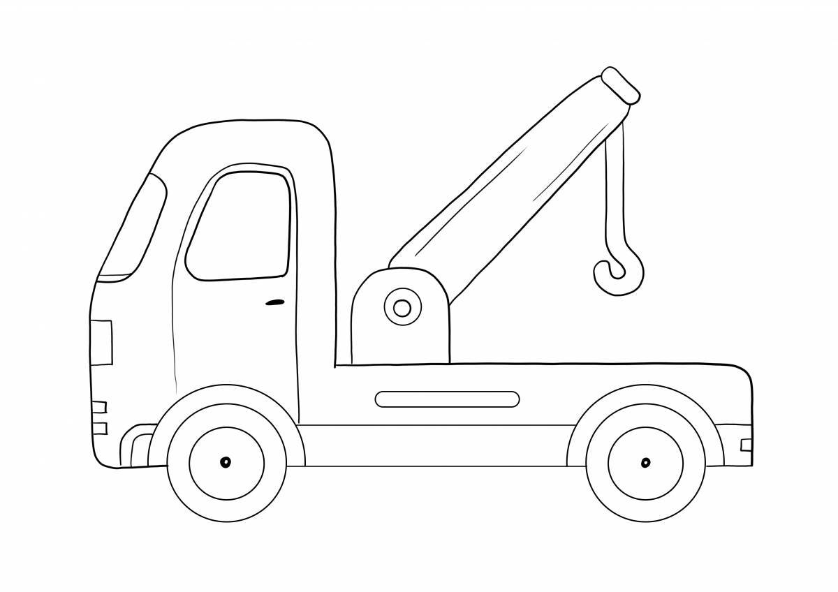 Detailed tow truck coloring page