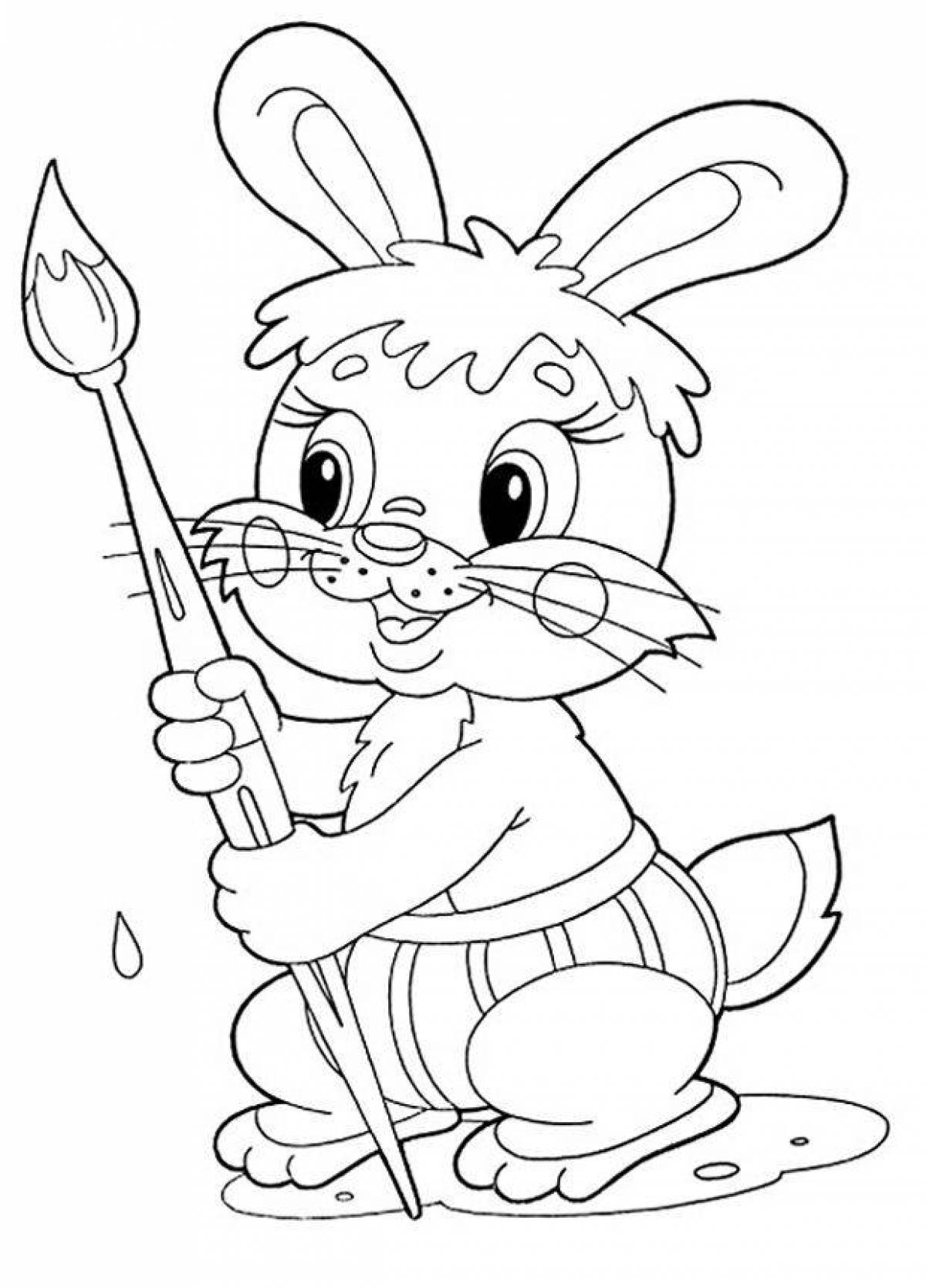 Whimsical rabbit coloring book for kids