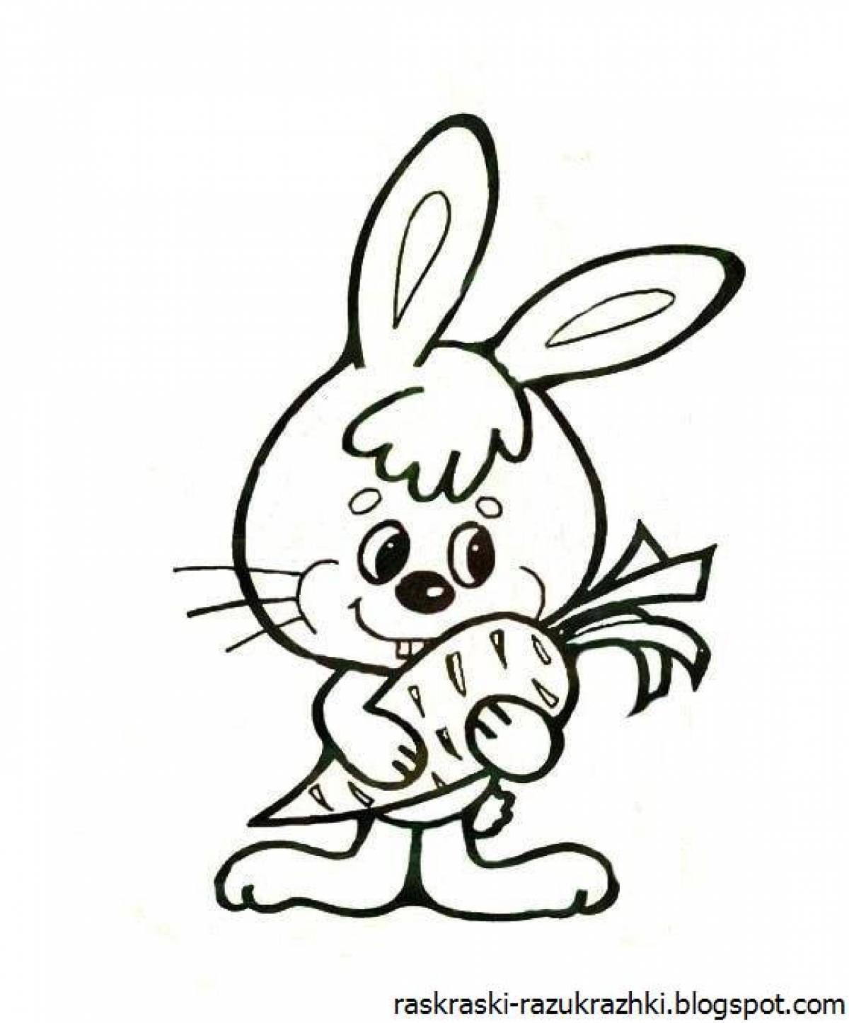 Озорной кролик-раскраска для детей