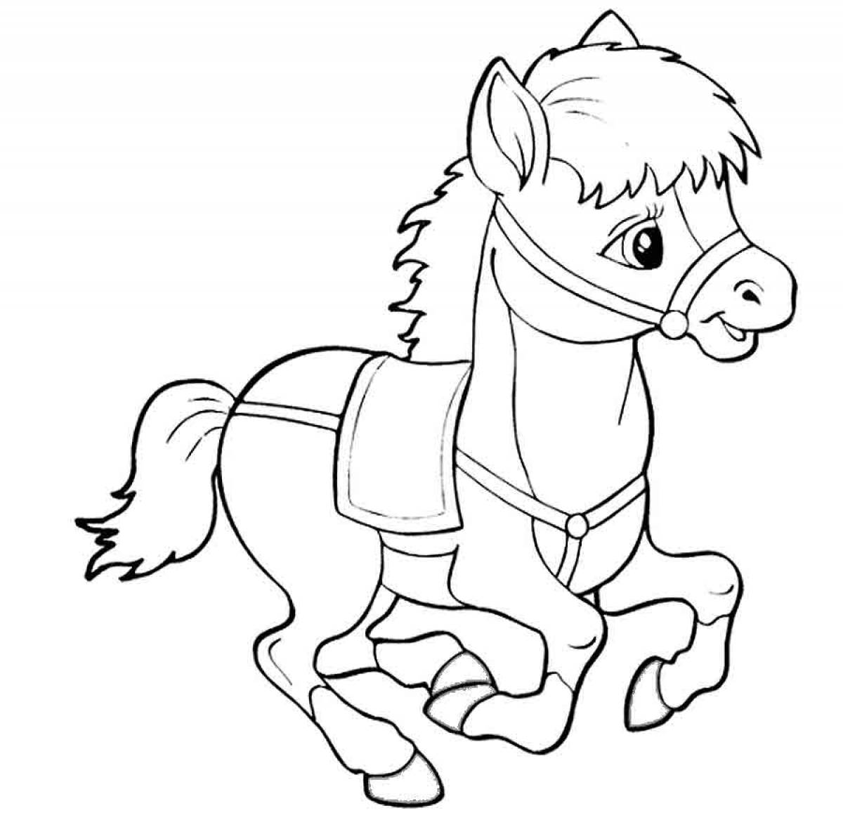 Animated coloring horse for kids