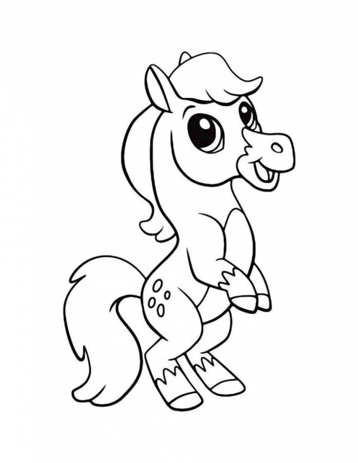Fancy coloring horse for kids