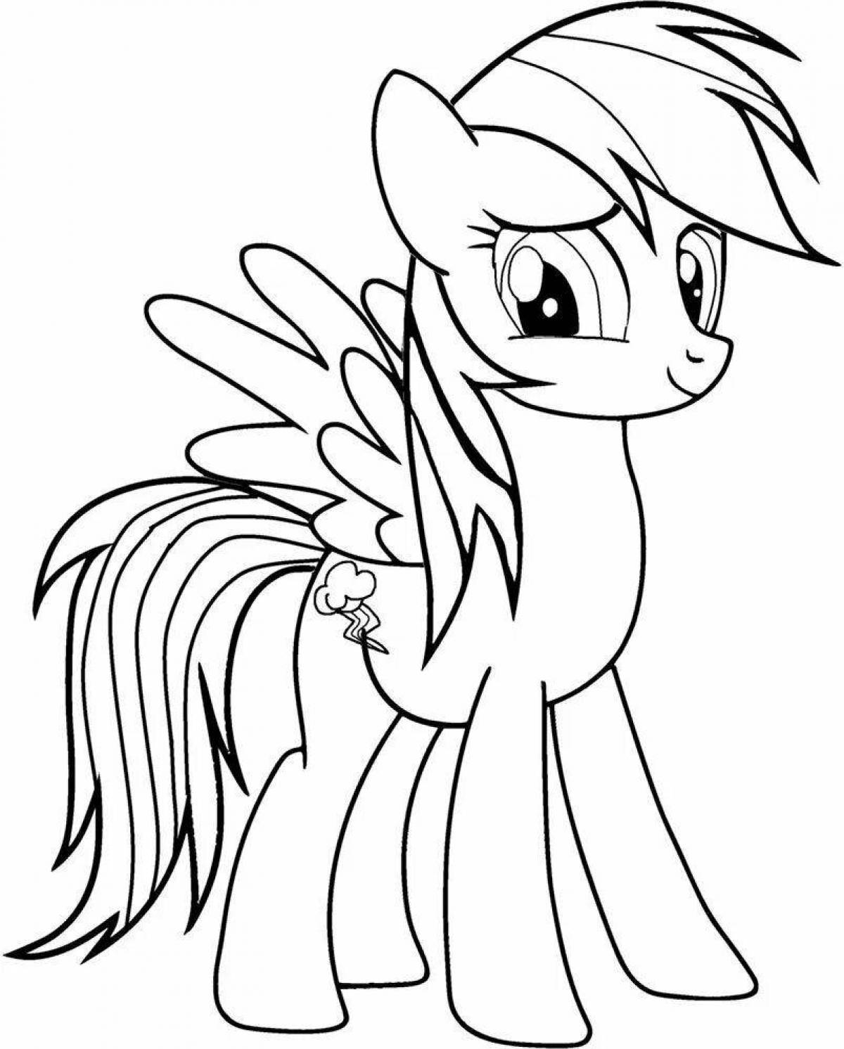 Glittering rainbow dash coloring page