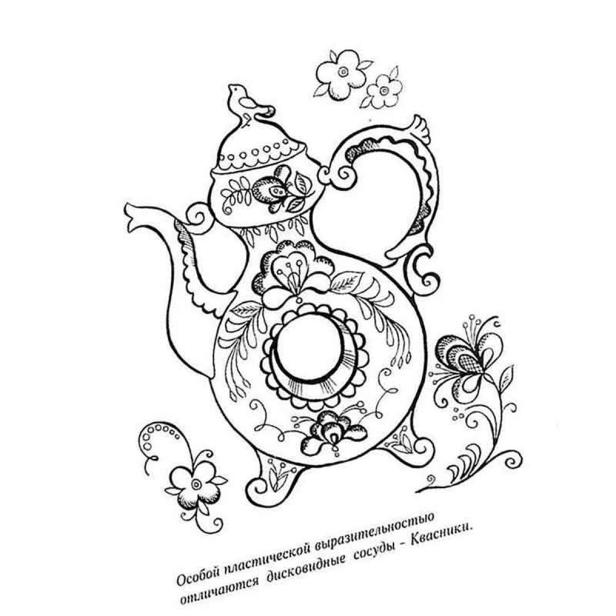 Great Gzhel coloring book for beginners