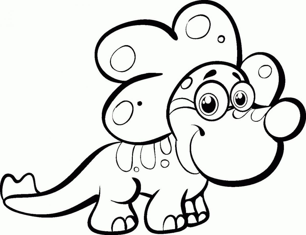 Игривая страница раскраски динозавров для детей 4-5 лет