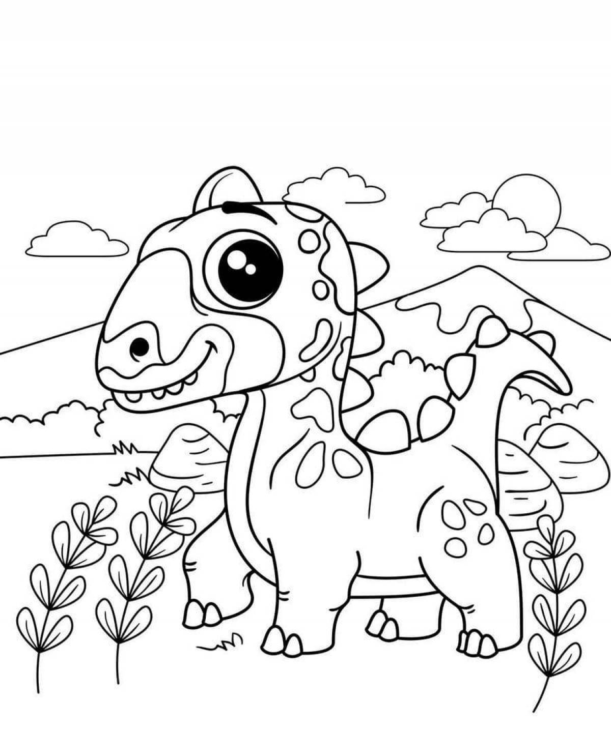 Раскраска очаровательный динозавр для детей 4-5 лет