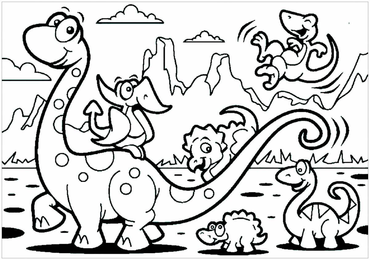 Красочная раскраска динозавров для детей 4-5 лет
