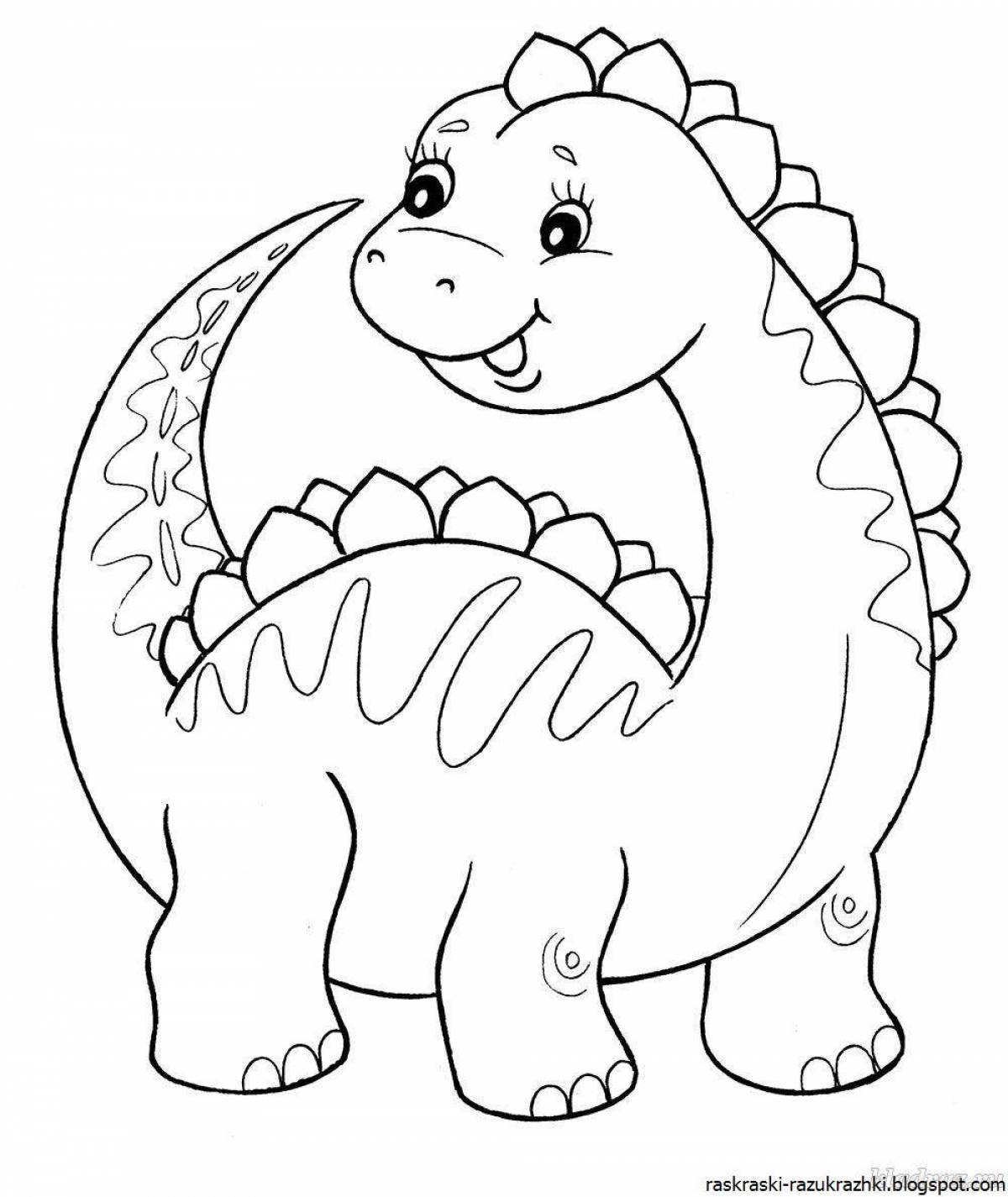 Coloring pages with a playful dinosaur for children 4-5 years old