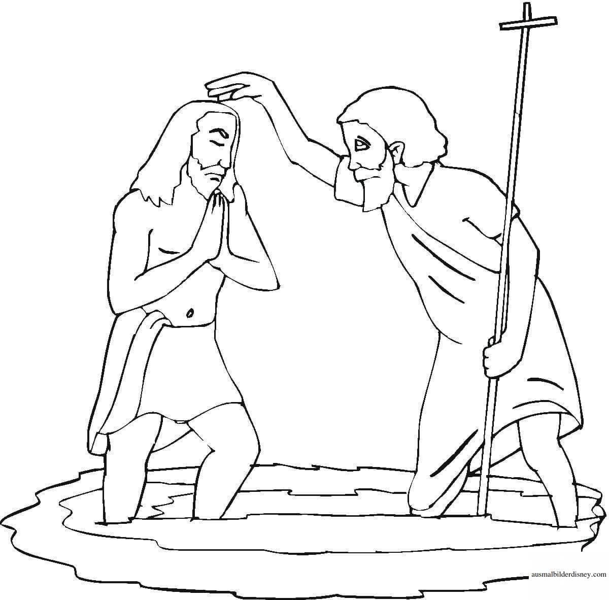 Fantastic coloring book baptism of the Lord for children