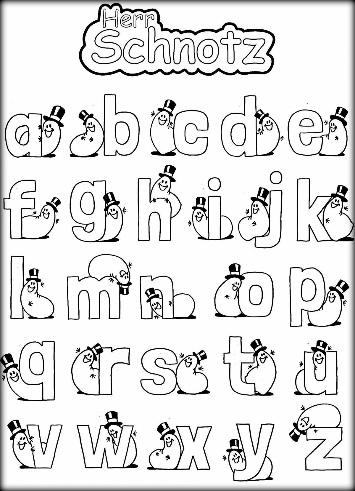 Joyful alphabet lore english coloring page