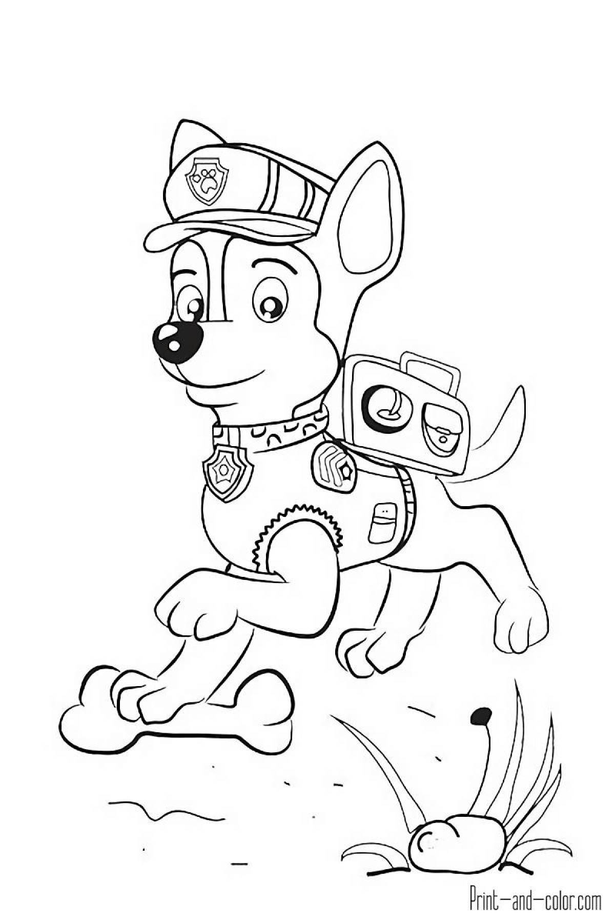 Анимированная раскраска щенячий патруль гонщик