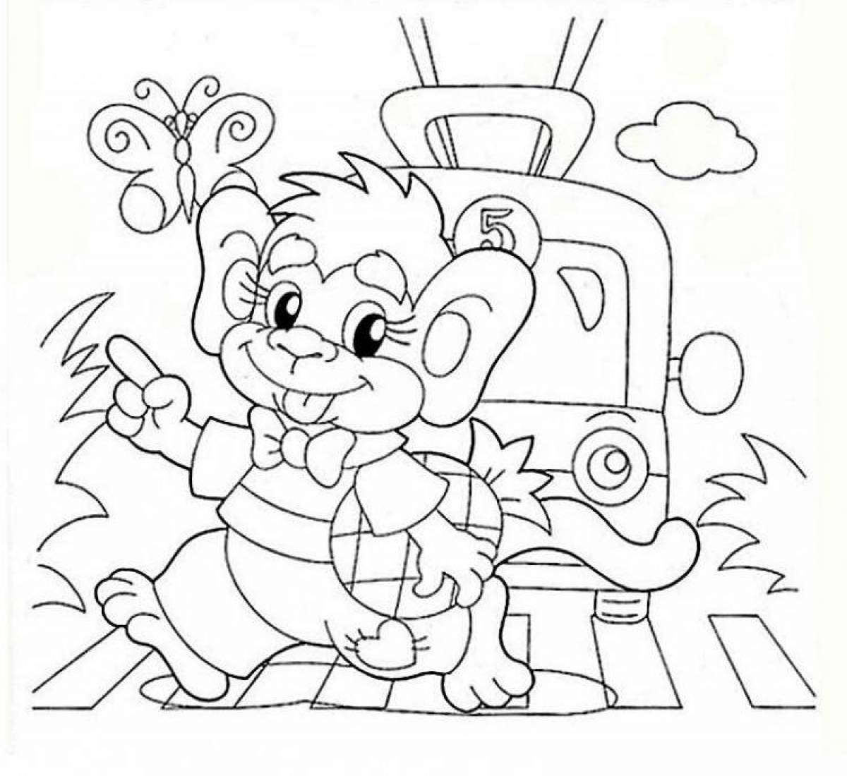 Attractive traffic rules coloring page