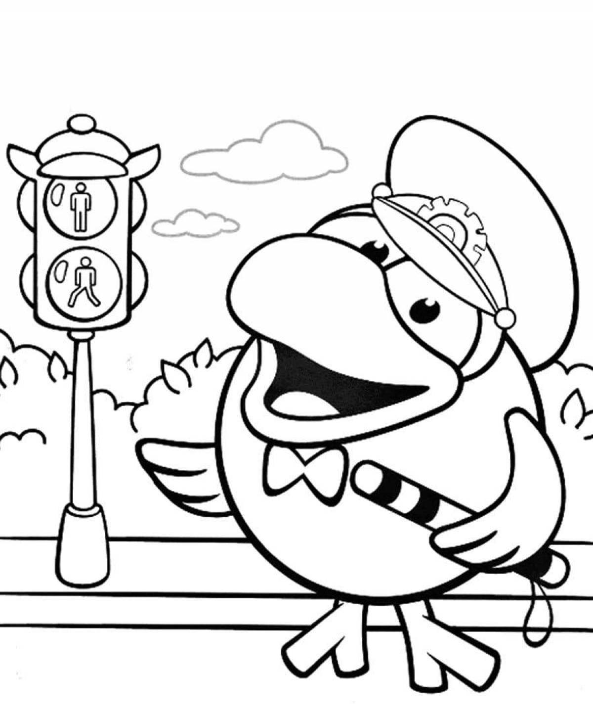 Shining rules of the road coloring page