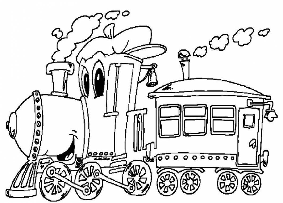 Playful train coloring page for kids