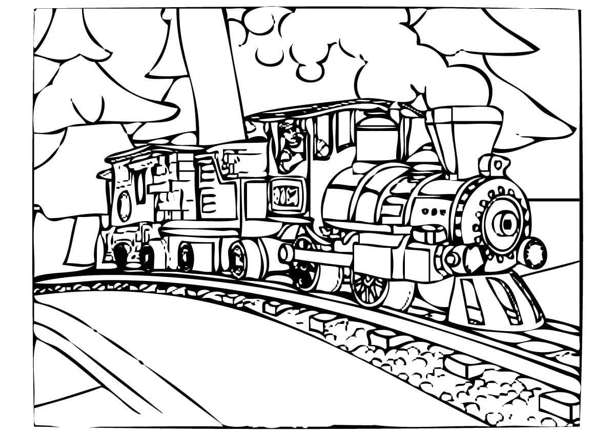Adorable juvenile train coloring page