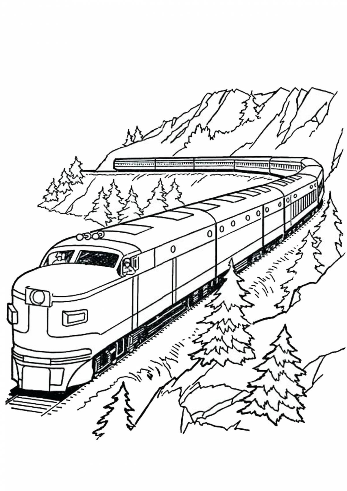 A fun train coloring book for teens