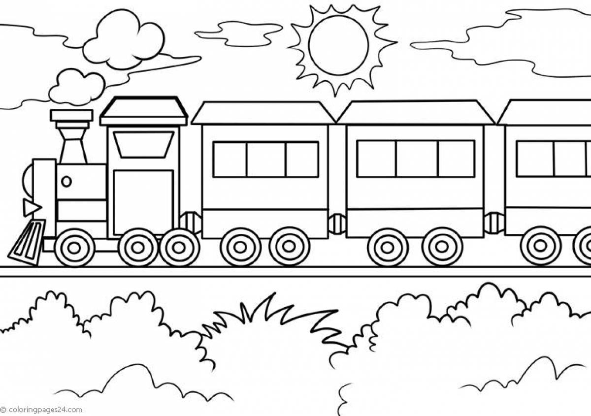 Живая раскраска поезда для малышей