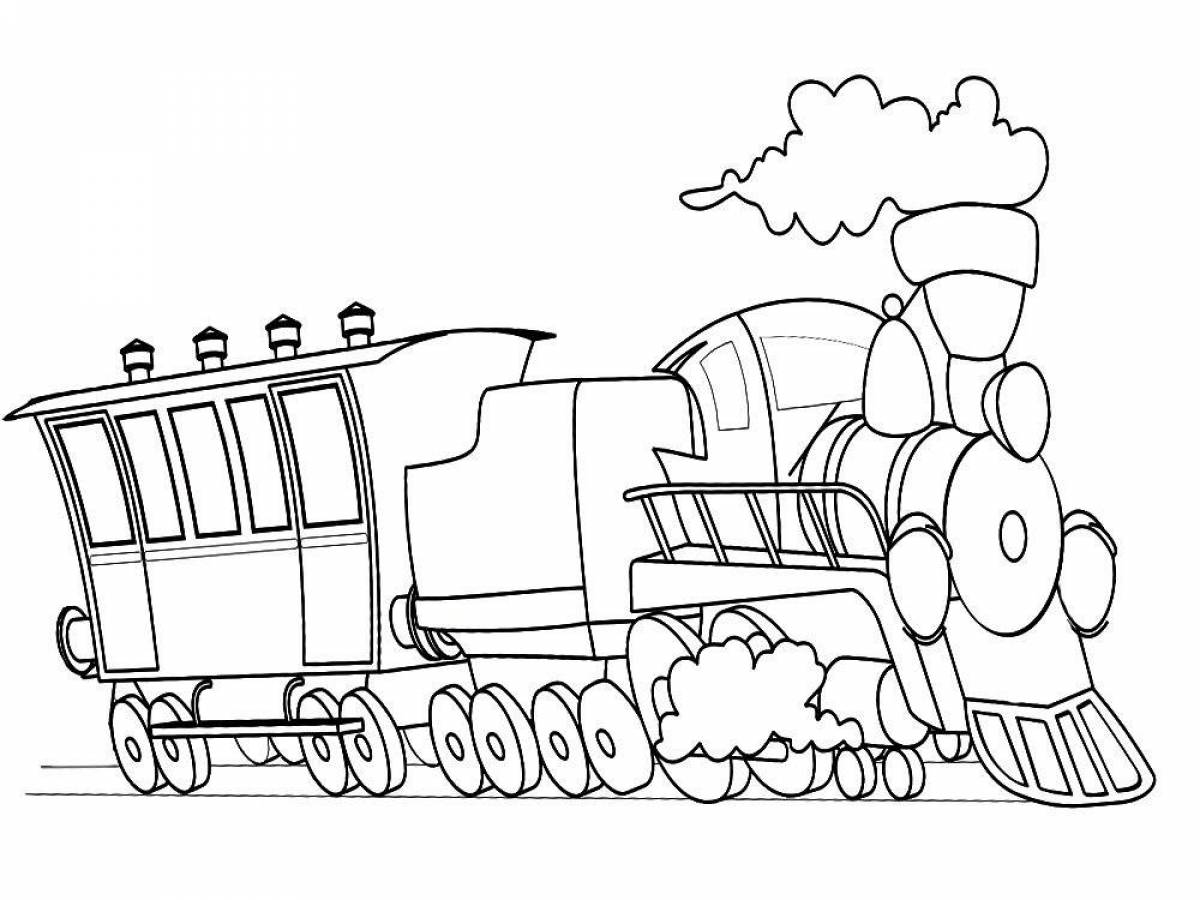 Удивительная страница раскраски поезда для дошкольников
