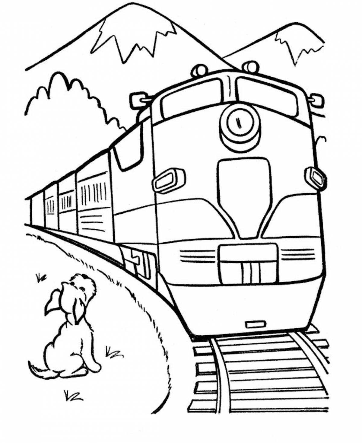 Coloring book colorful train for babies