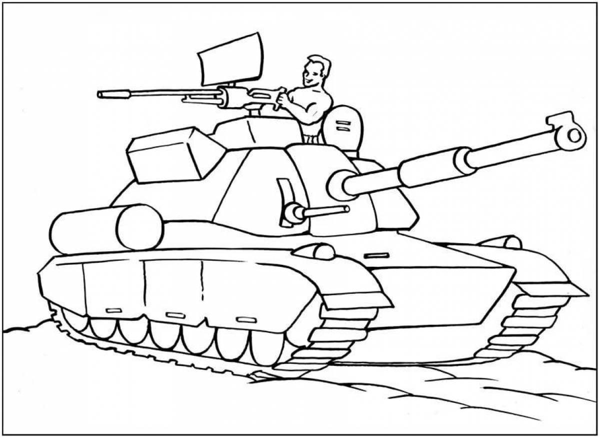Wonderful coloring of military equipment for children