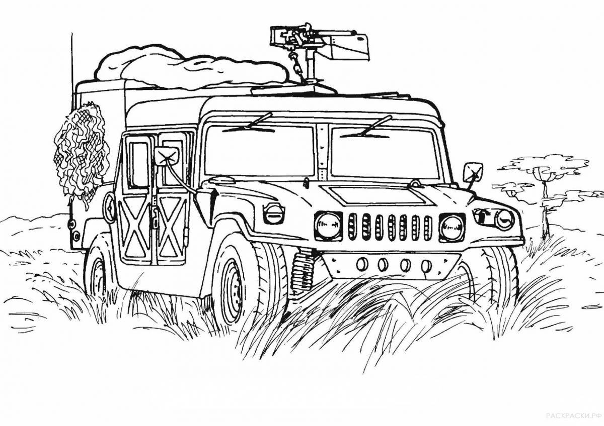 Incredible military vehicle coloring book for teens