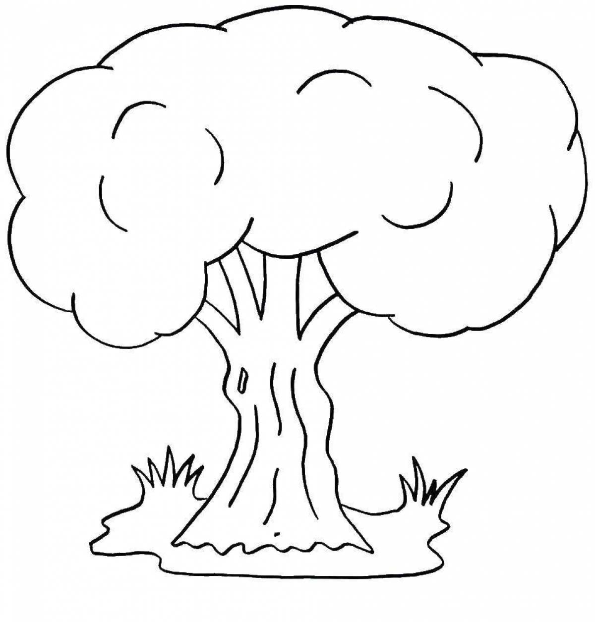 Adorable tree coloring page for kids