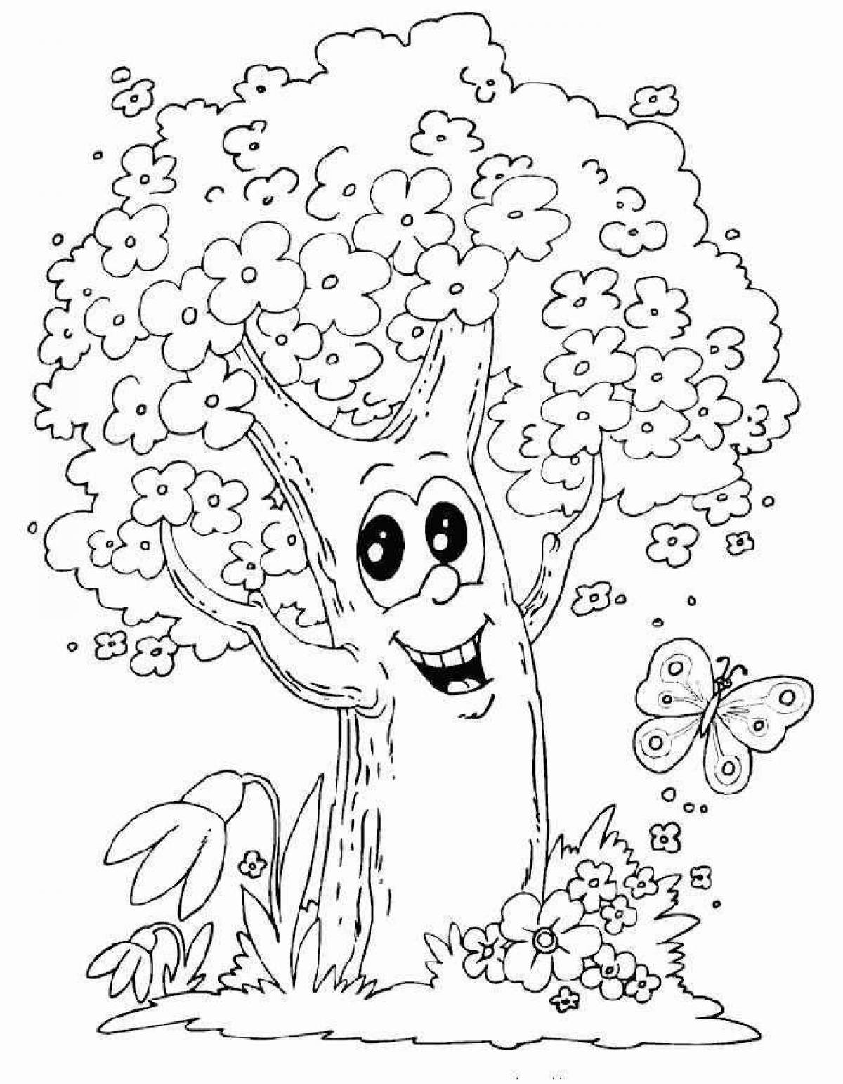 Adorable tree coloring book for kids