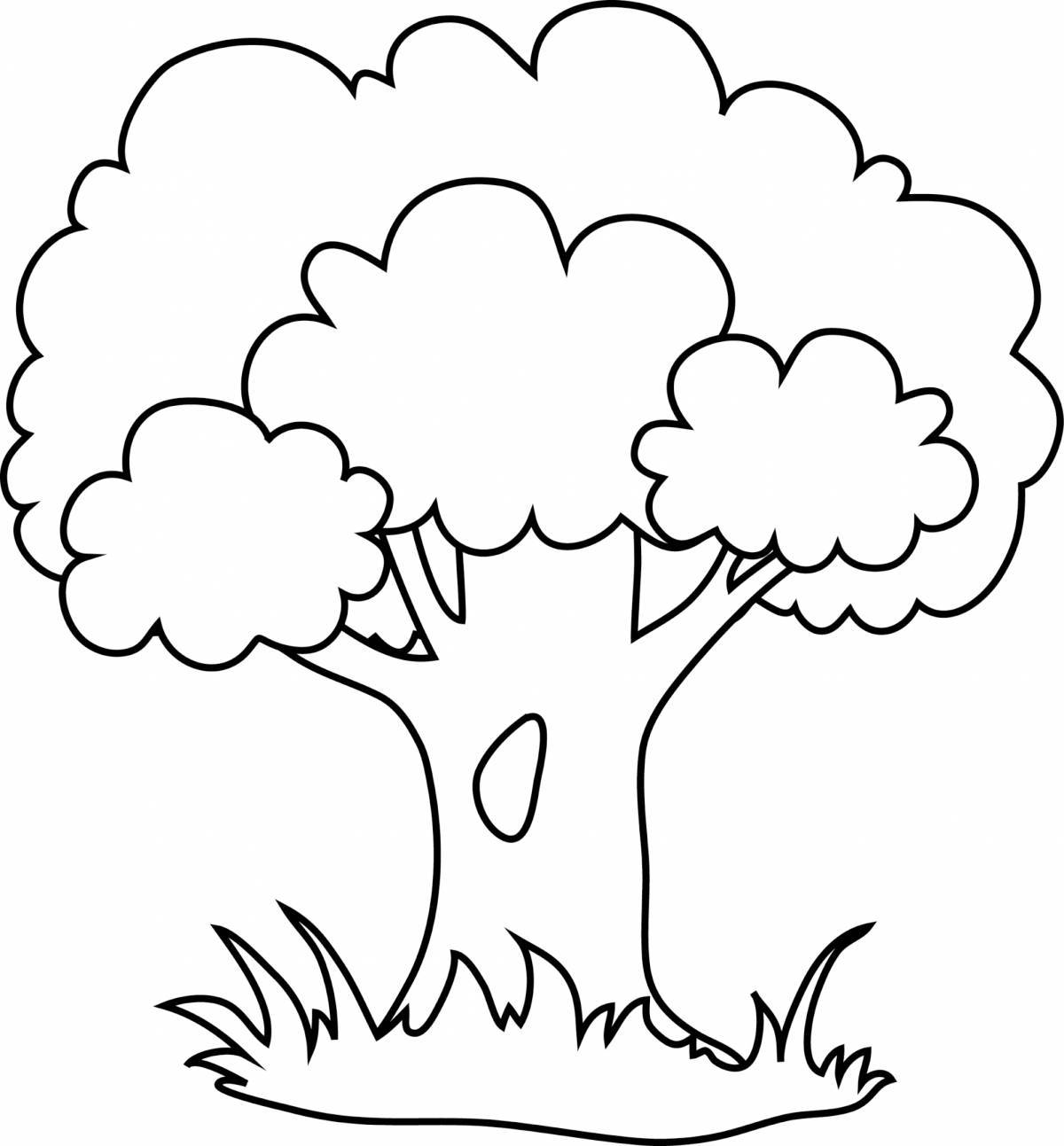 Glitzy tree coloring page for kids