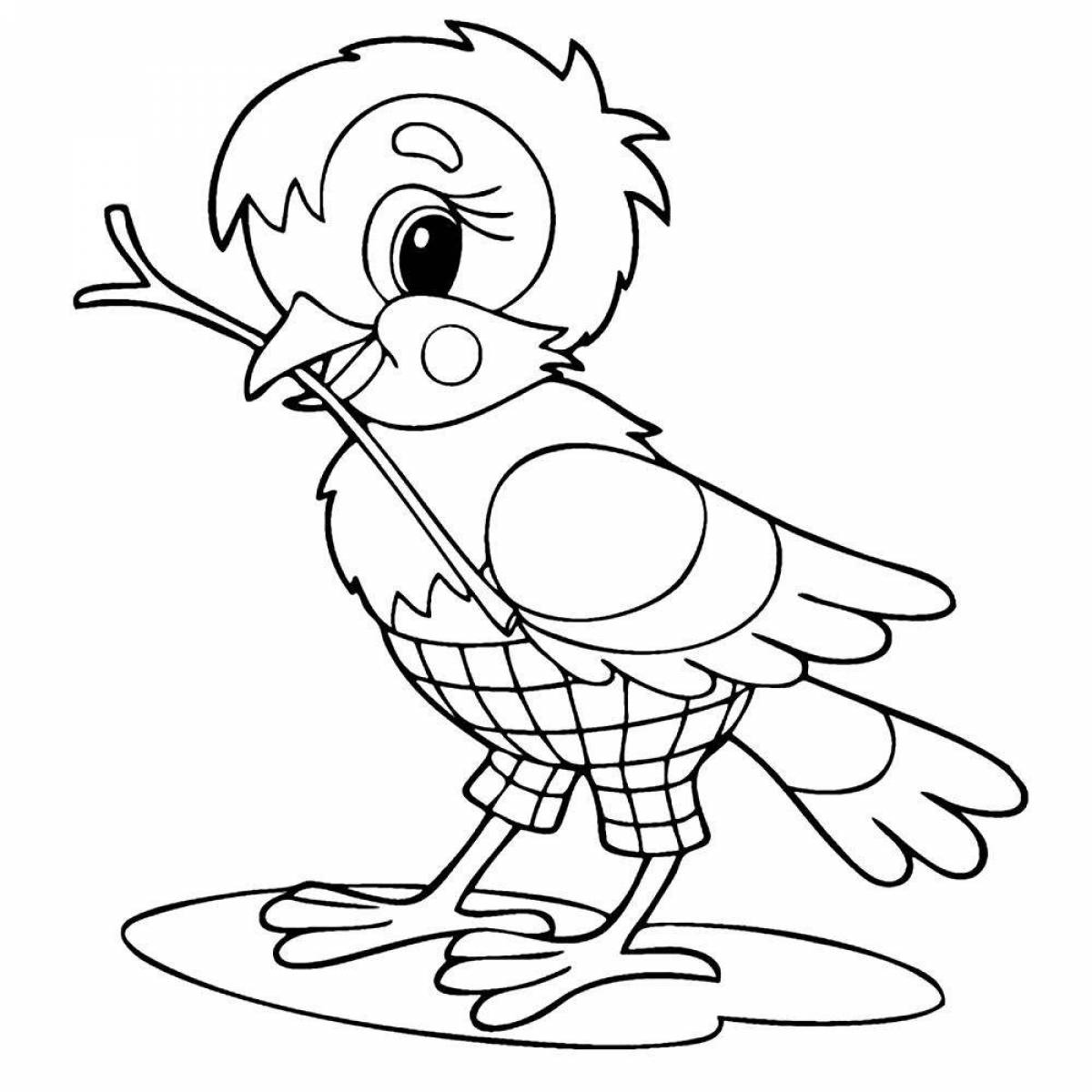 Animated sparrow coloring book for kids