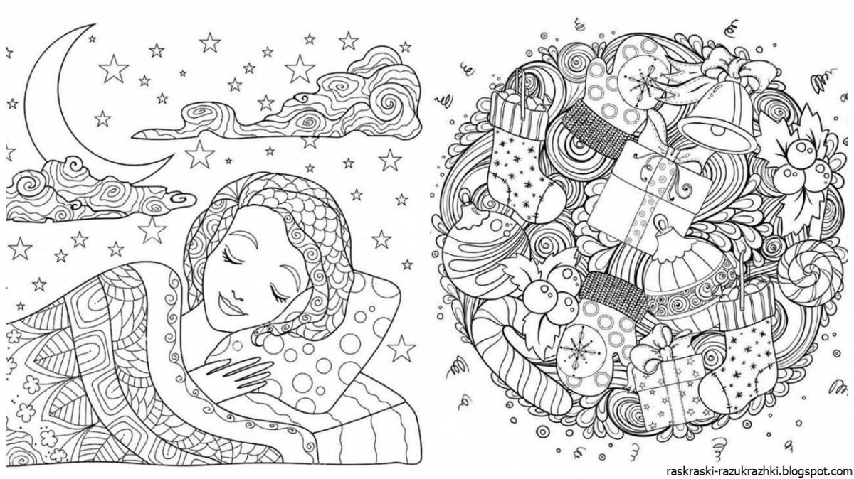 Relaxing anti-stress coloring book for children 6-7 years old