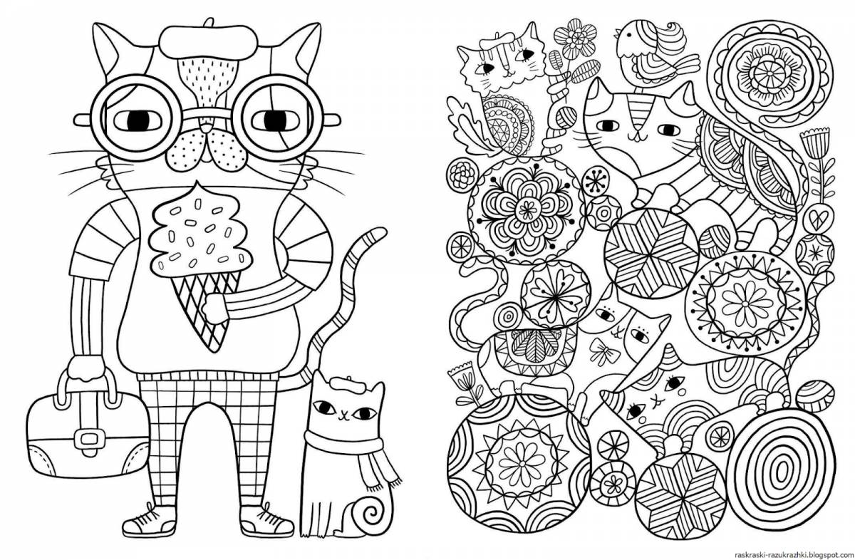 Fun anti-stress coloring book for children 6-7 years old