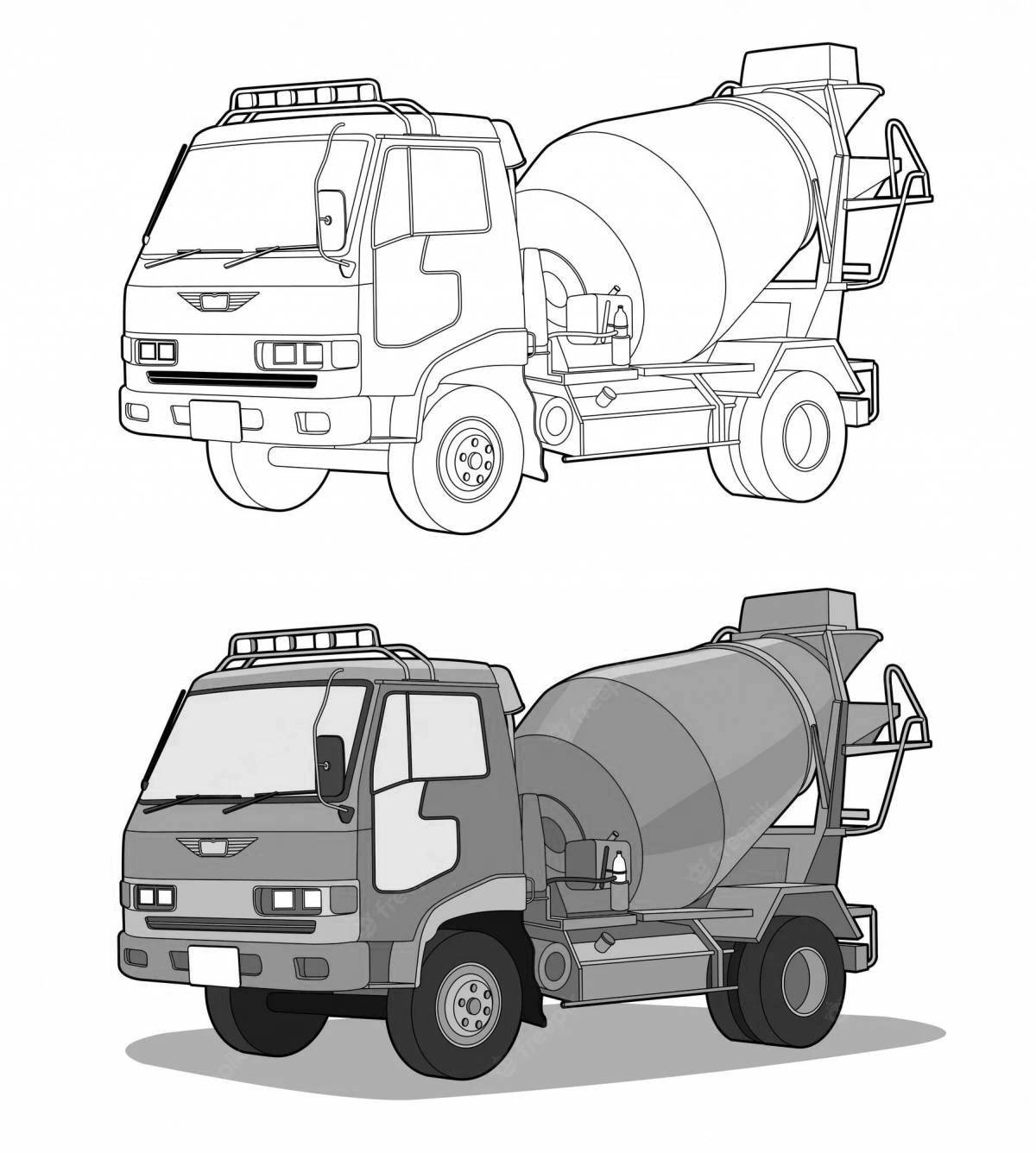Great concrete mixer coloring page
